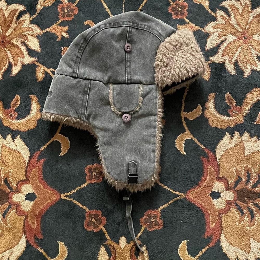 🌨❄ Y2K WINDRIVER OUTFITTING CO. GREY & BEIGR USHANKA TRAPPER FLAP  WINTER HAT ❄🌨